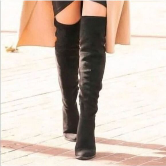 Vince Camuto Black Over The Knee Lace Back Boots Size 8.5 - Picture 1 of 7